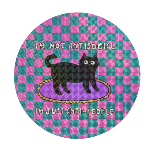 Antisocial Cat - Circle Sticker by The Paper Tail