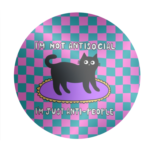 Antisocial Cat - Circle Sticker by The Paper Tail