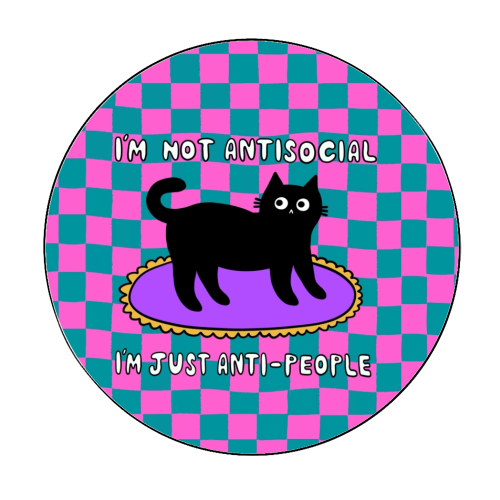 Antisocial Cat - Circle Sticker by The Paper Tail