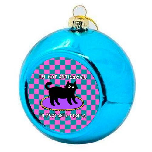 Antisocial Cat - colourful christmas bauble by The Paper Tail