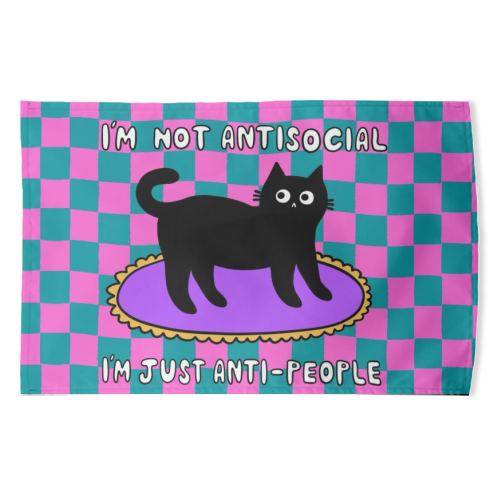 Antisocial Cat - funny tea towel by The Paper Tail