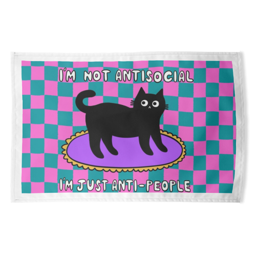 Antisocial Cat - funny tea towel by The Paper Tail