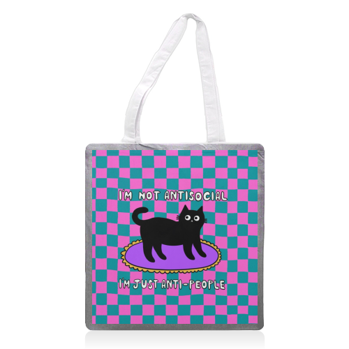 Antisocial Cat - printed canvas tote bag by The Paper Tail