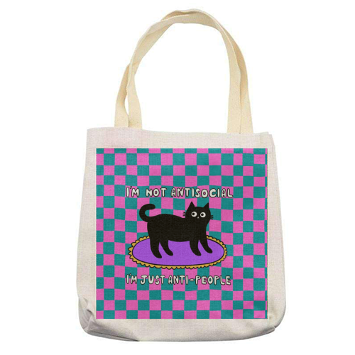Antisocial Cat - printed canvas tote bag by The Paper Tail