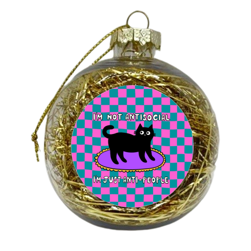 Antisocial Cat - xmas bauble by The Paper Tail