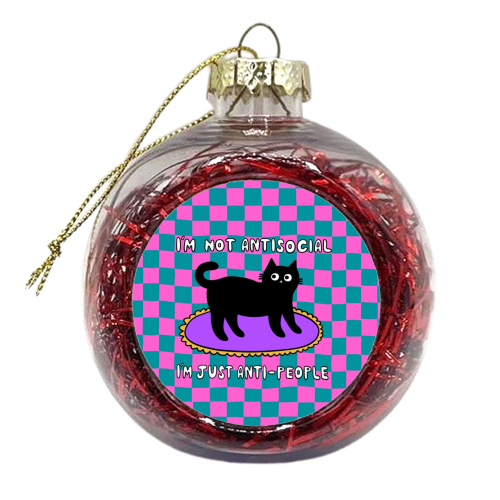 Antisocial Cat - xmas bauble by The Paper Tail