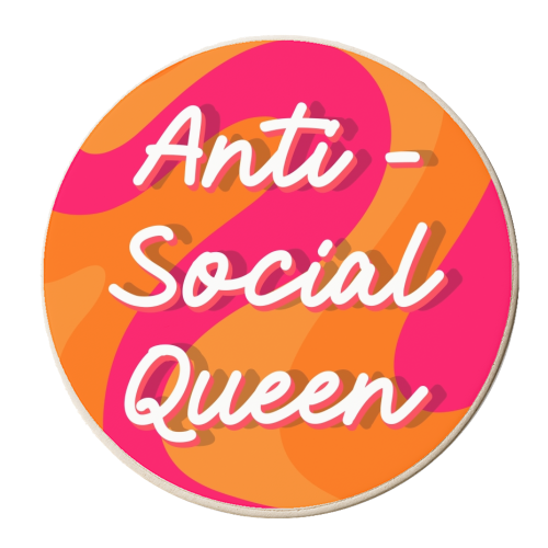 Antisocial queen swirl print - personalised beer coaster by The Girl Next Draw