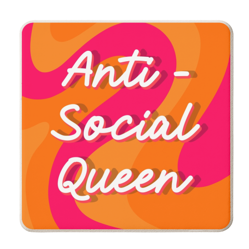 Antisocial queen swirl print - personalised beer coaster by The Girl Next Draw