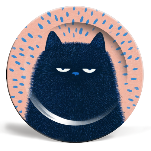 "Anyway" cat - ceramic dinner plate by DejaReve