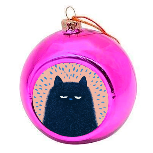 "Anyway" cat - colourful christmas bauble by DejaReve