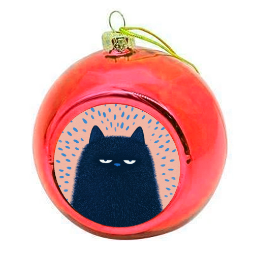 "Anyway" cat - colourful christmas bauble by DejaReve