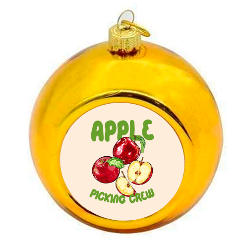 Apple Picking Crew Vintage Fruit Illustration - colourful christmas bauble by EZbie