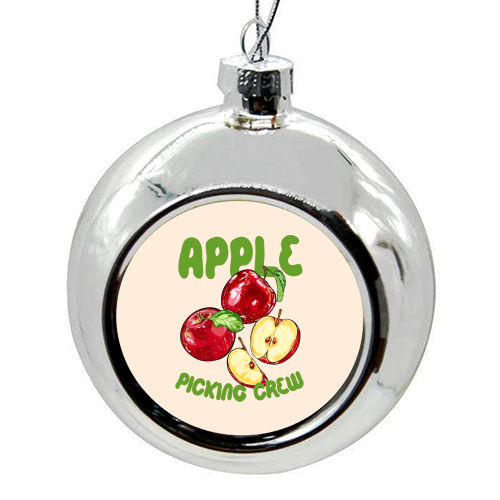 Apple Picking Crew Vintage Fruit Illustration - colourful christmas bauble by EZbie