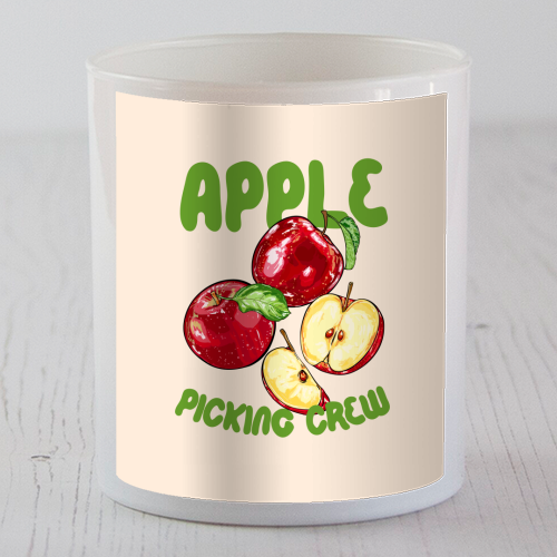 Apple Picking Crew Vintage Fruit Illustration - scented candle by EZbie