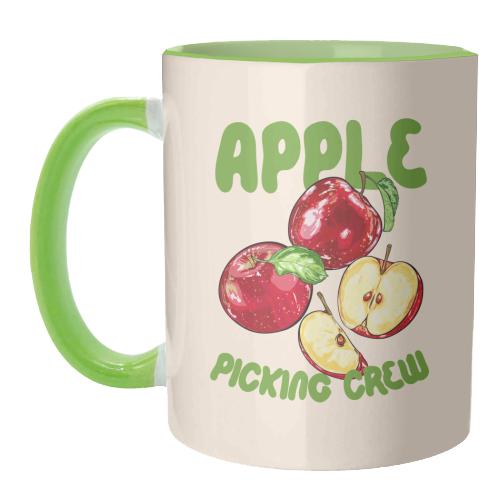 Apple Picking Crew Vintage Fruit Illustration - unique mug by EZbie