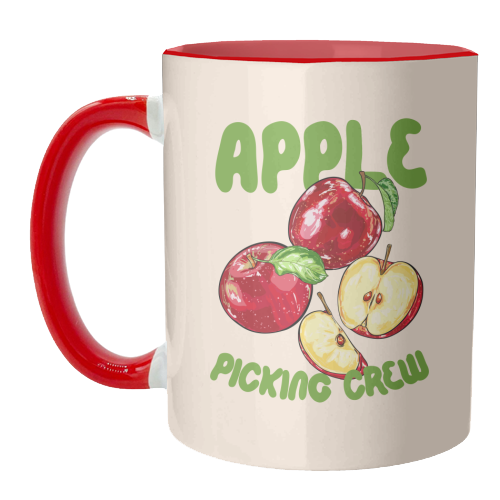 Apple Picking Crew Vintage Fruit Illustration - unique mug by EZbie