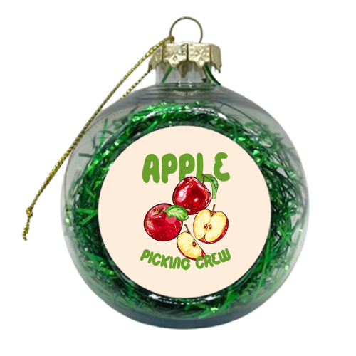Apple Picking Crew Vintage Fruit Illustration - xmas bauble by EZbie