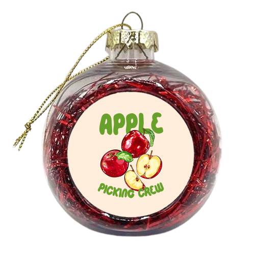 Apple Picking Crew Vintage Fruit Illustration - xmas bauble by EZbie