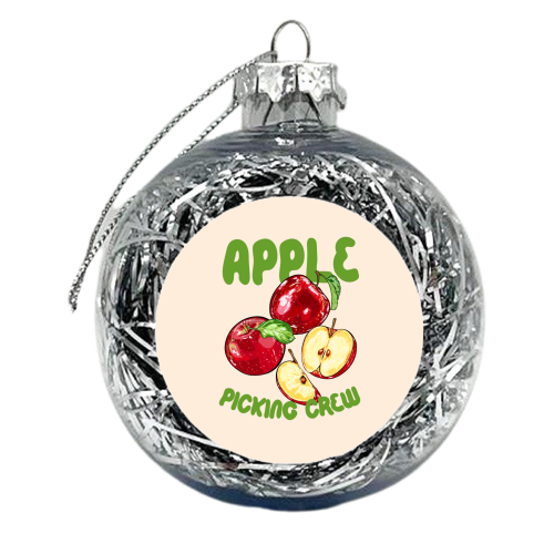 Apple Picking Crew Vintage Fruit Illustration - xmas bauble by EZbie