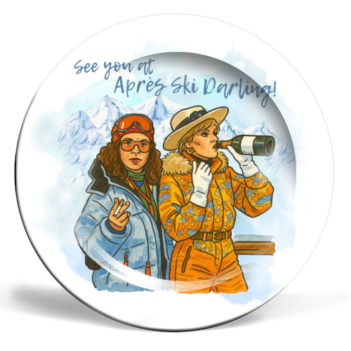 Après Ski Darling! - ceramic dinner plate by Ms Doodle