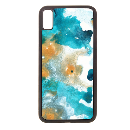 Aqua Teal Gold Abstract Painting #2 #ink #decor #art - stylish phone case by Anita Bella Jantz