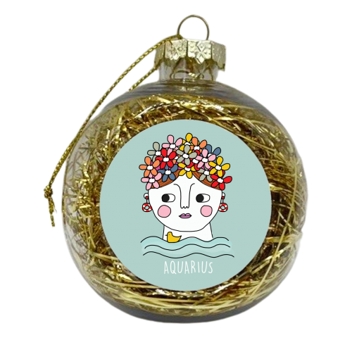 Aquarius Girl - xmas bauble by Nichola Cowdery