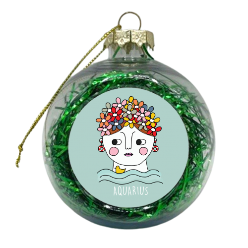 Aquarius Girl - xmas bauble by Nichola Cowdery