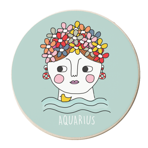 Aquarius Girl - personalised beer coaster by Nichola Cowdery