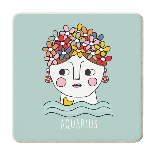 Aquarius Girl - personalised beer coaster by Nichola Cowdery