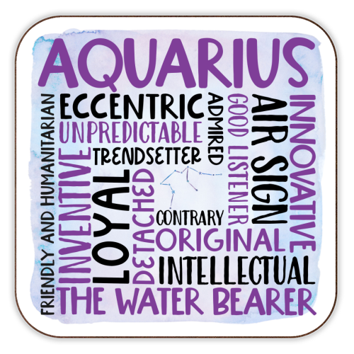 Aquarius - personalised beer coaster by All About Words Designs