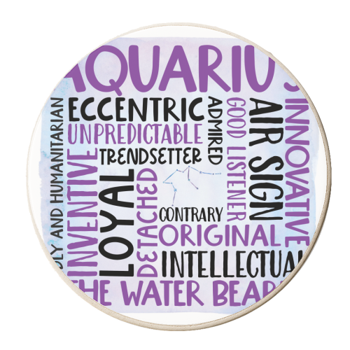 Aquarius - personalised beer coaster by All About Words Designs