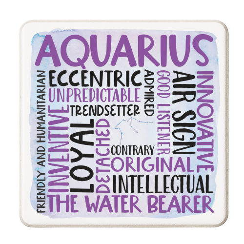 Aquarius - personalised beer coaster by All About Words Designs