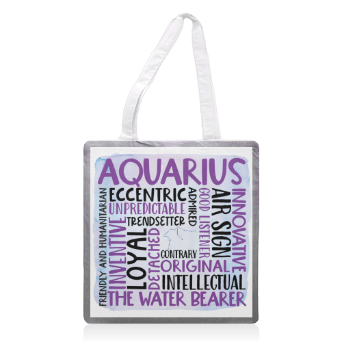 Aquarius - printed canvas tote bag by All About Words Designs