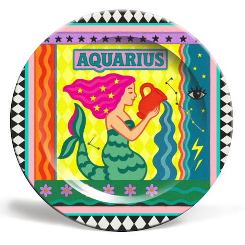 Aquarius star sign - ceramic dinner plate by Wallace Elizabeth