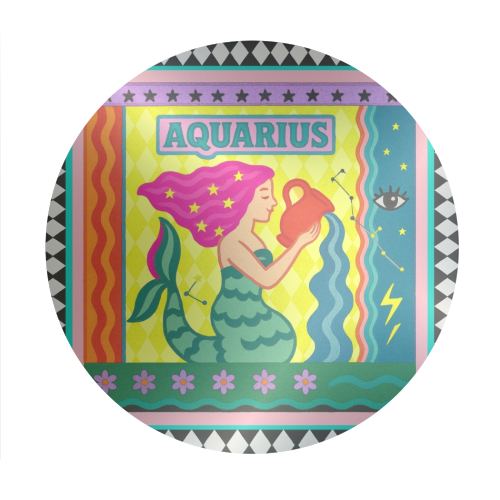 Aquarius star sign - Circle Sticker by Wallace Elizabeth