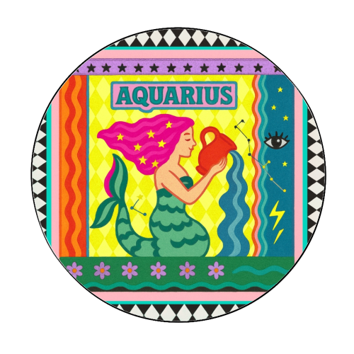 Aquarius star sign - Circle Sticker by Wallace Elizabeth
