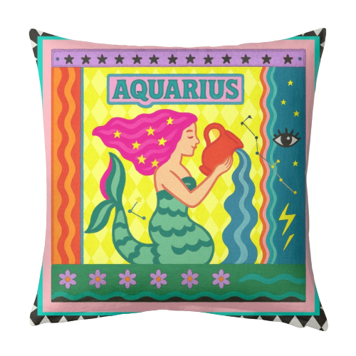 Aquarius star sign - designed cushion by Wallace Elizabeth