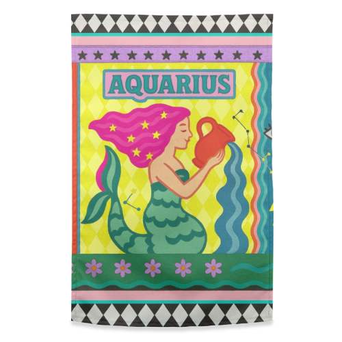 Aquarius star sign - funny tea towel by Wallace Elizabeth
