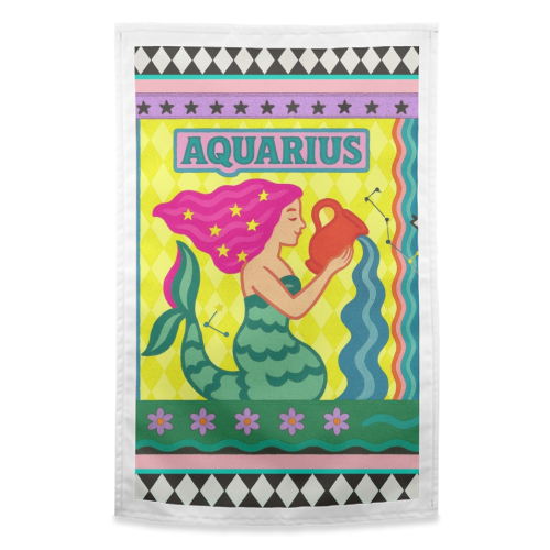Aquarius star sign - funny tea towel by Wallace Elizabeth