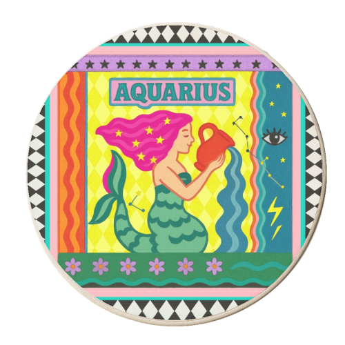 Aquarius star sign - personalised beer coaster by Wallace Elizabeth