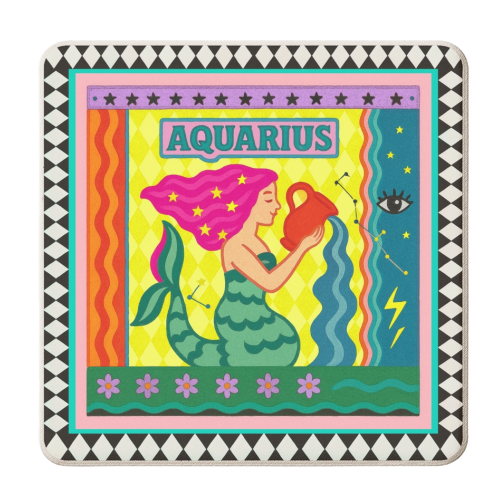 Aquarius star sign - personalised beer coaster by Wallace Elizabeth