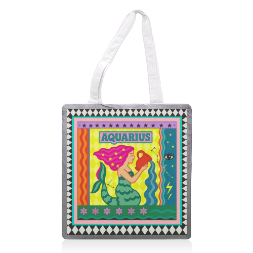 Aquarius star sign - printed canvas tote bag by Wallace Elizabeth