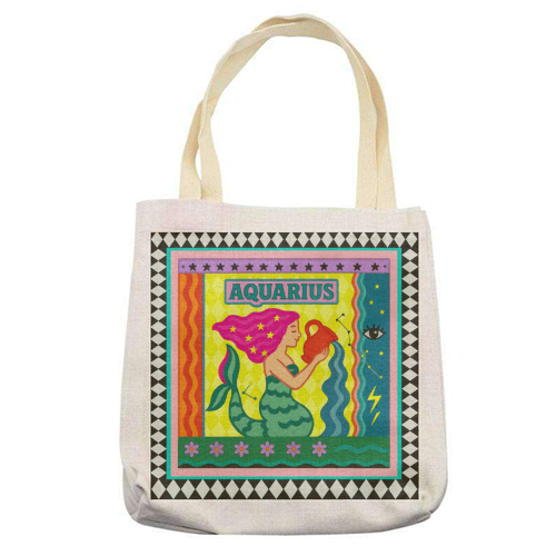 Aquarius star sign - printed canvas tote bag by Wallace Elizabeth