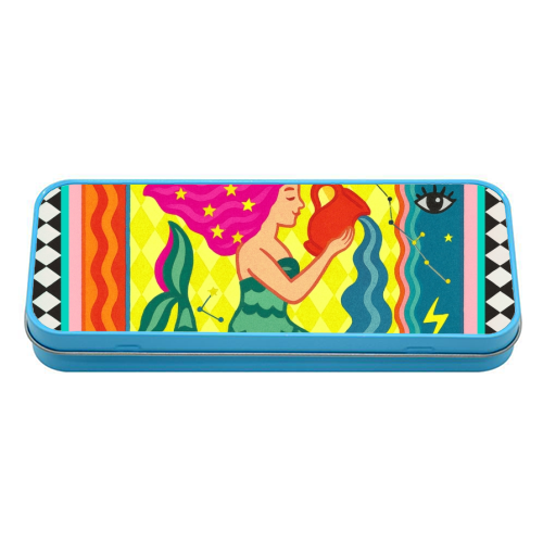Aquarius star sign - tin pencil case by Wallace Elizabeth