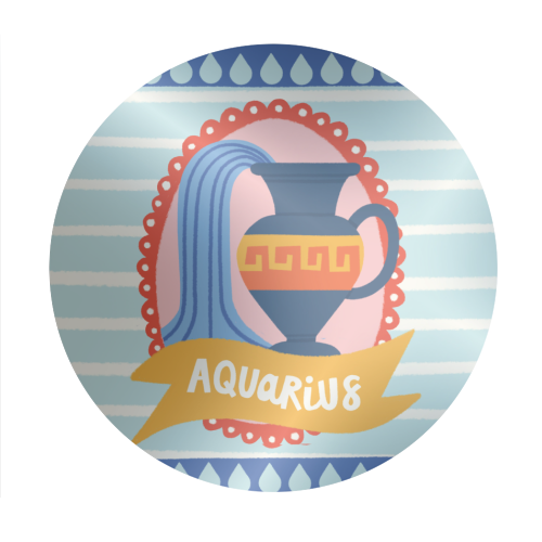Aquarius Star Sign Zodiac Astrology Design - Circle Sticker by AbiGoLucky
