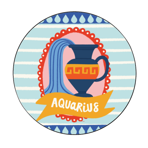 Aquarius Star Sign Zodiac Astrology Design - Circle Sticker by AbiGoLucky
