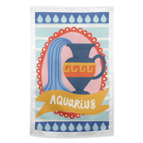 Aquarius Star Sign Zodiac Astrology Design - funny tea towel by AbiGoLucky