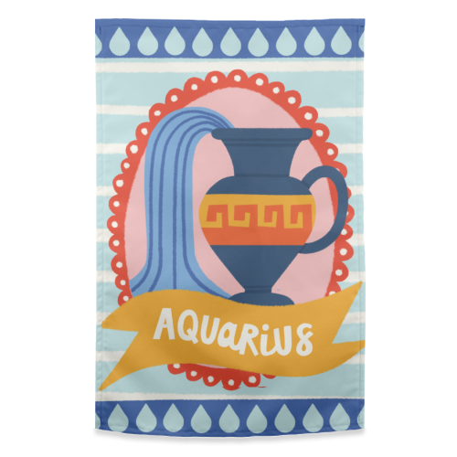 Aquarius Star Sign Zodiac Astrology Design - funny tea towel by AbiGoLucky