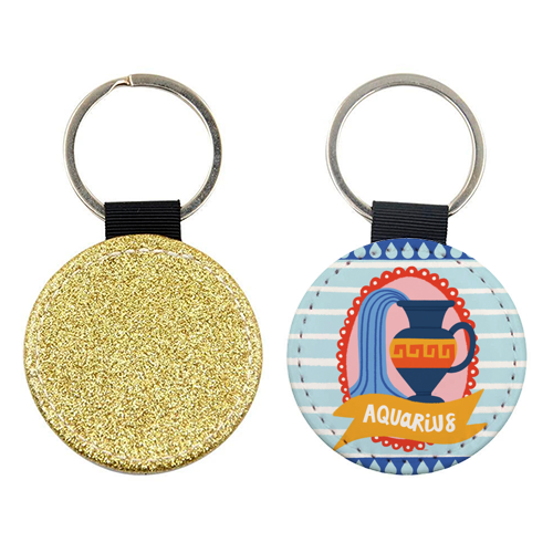 Aquarius Star Sign Zodiac Astrology Design - keyring by AbiGoLucky