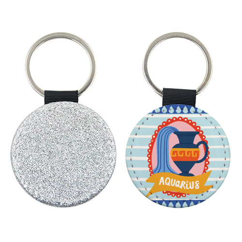 Aquarius Star Sign Zodiac Astrology Design - keyring by AbiGoLucky
